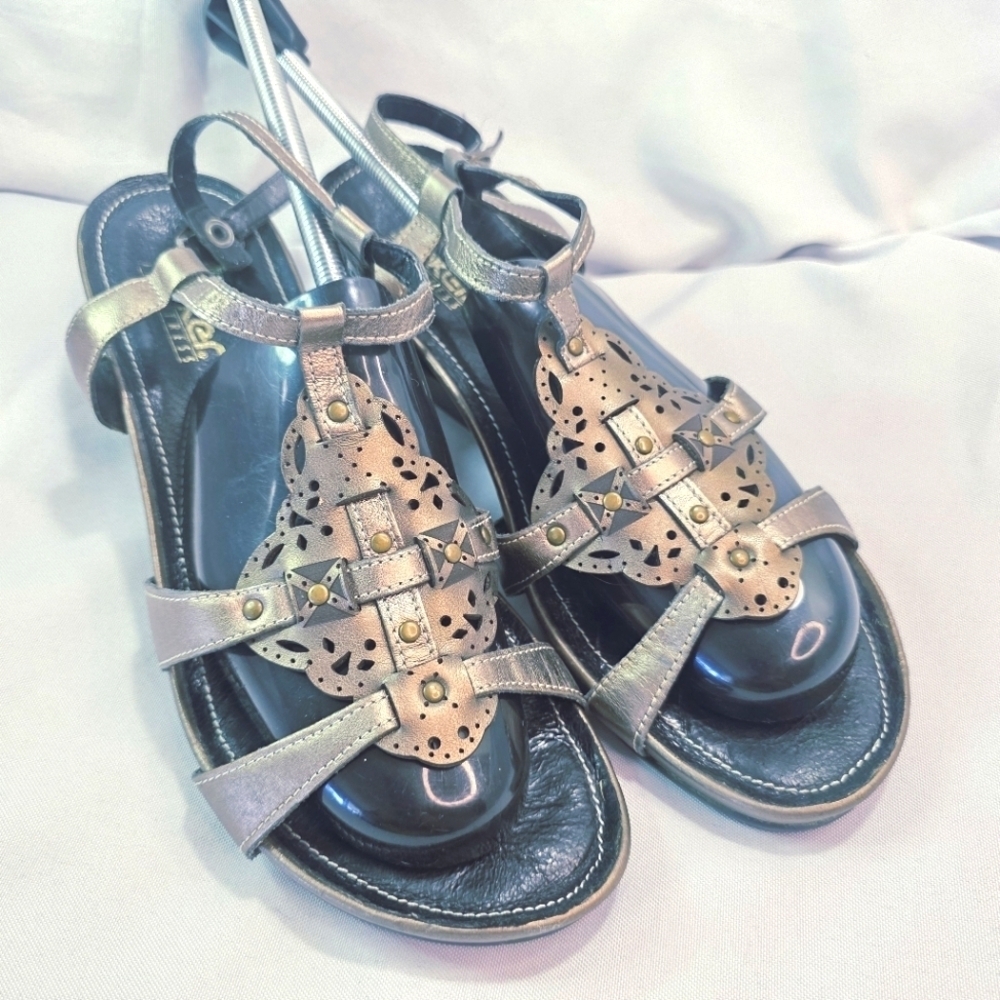 Rieker Antistress Strappy Slingback Sandals Wedge Metallic Bronze Copper Size 41